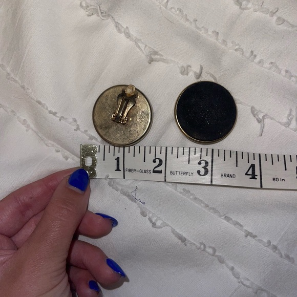 Vintage Gold and Black Velvet Earrings- Clip On - Picture 3 of 3